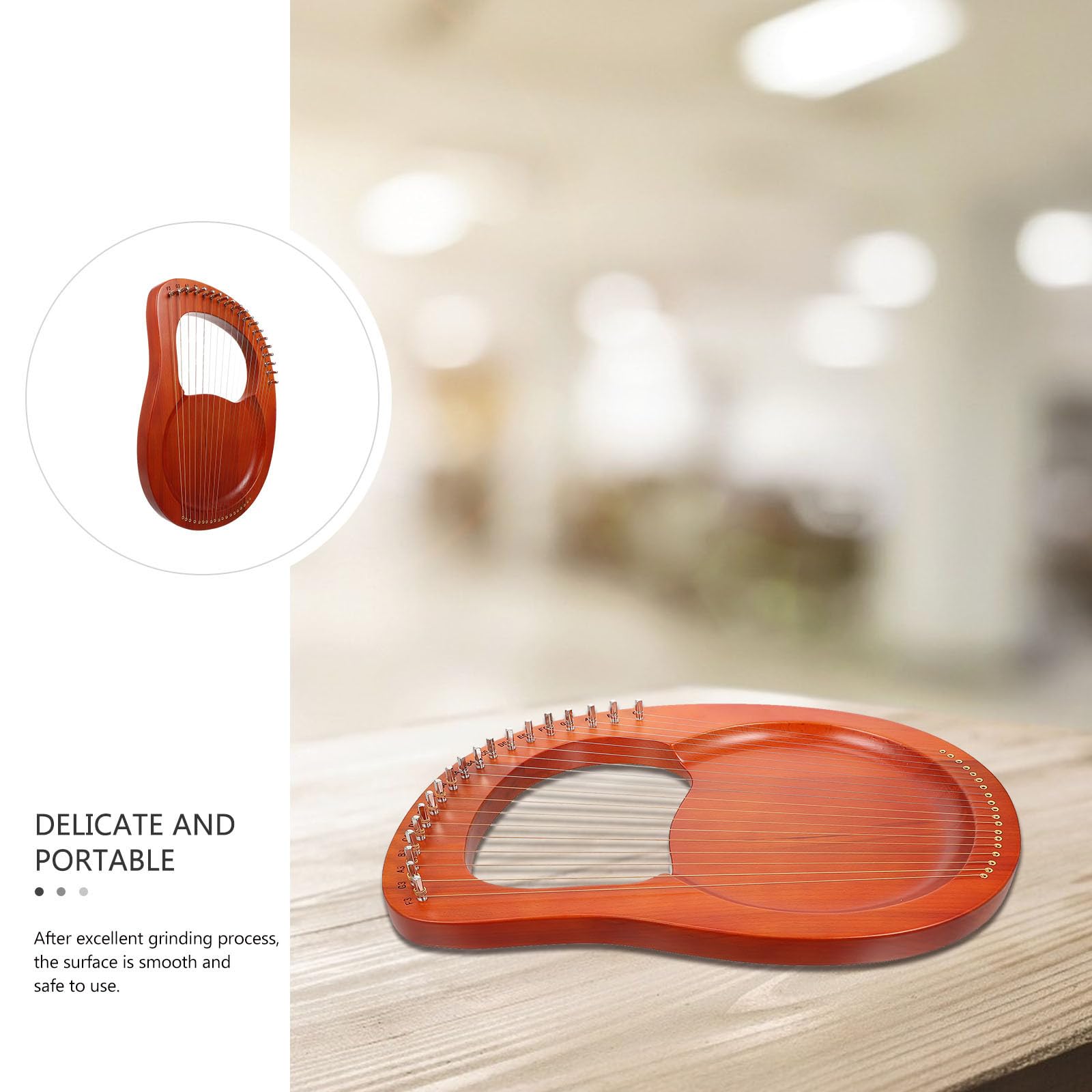 PRETYZOOM Lira Design Compatto e Portatile in Plastica Marrone a 19 Corde Suono Melodioso Strumenti Musicali a Corda Principianti