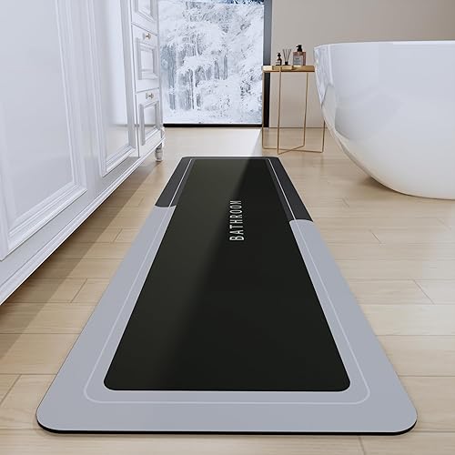 Vista 53 de Alfombras de baño 24x48 pulgadas, alfombra mágica moderna para el baño, alfombra de goma antideslizante de secado rápido absorbente, alfombras