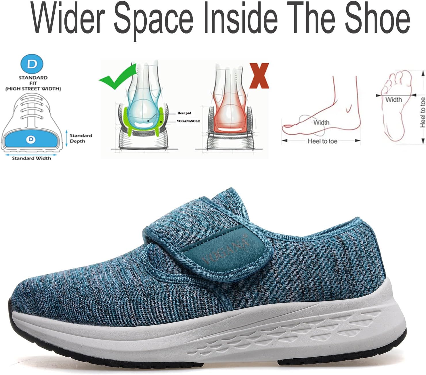 Vogana Diabetic Shoes for Women Adjustable Widch Walking Orthotic for Swollen Feet | Foot Pain Relief