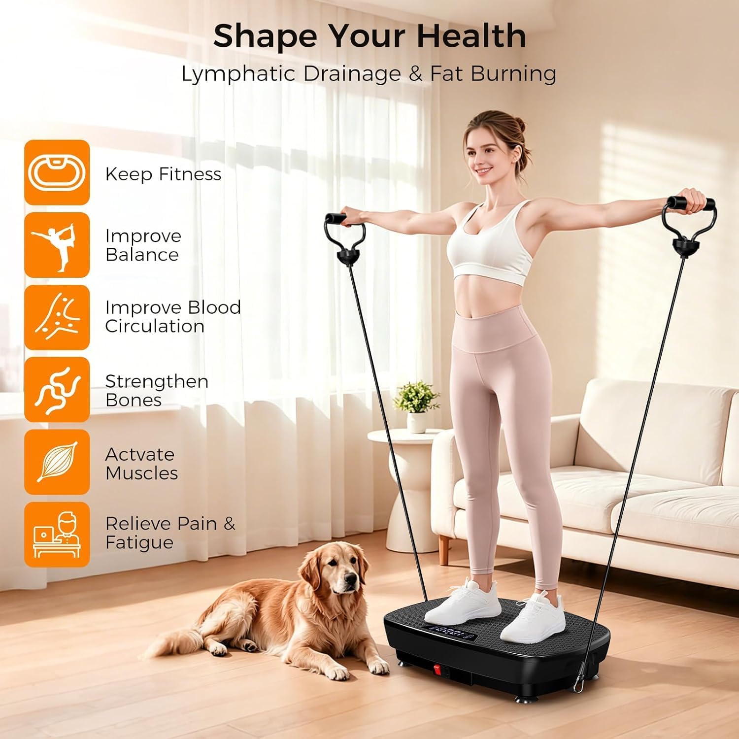 Vibration Plate Exercise Machine, Vibration Plate for Lymphatic Drainage with Bluetooth, 400 Lbs Capacity, 120 Speeds, Vibration Plate Machine Fitness Equipment for Strength Toning & Fat Loss thumbnail