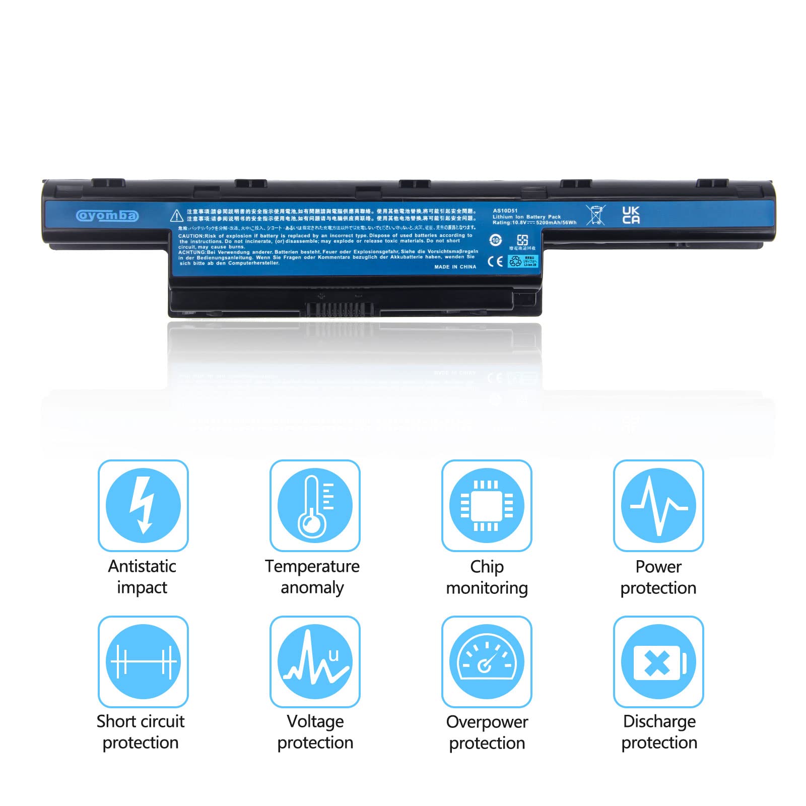 Oyomba Laptop Akku Für Acer AS10D31 Serie - 5200mAh, 10.8V, 6 Zellen Li-Ion