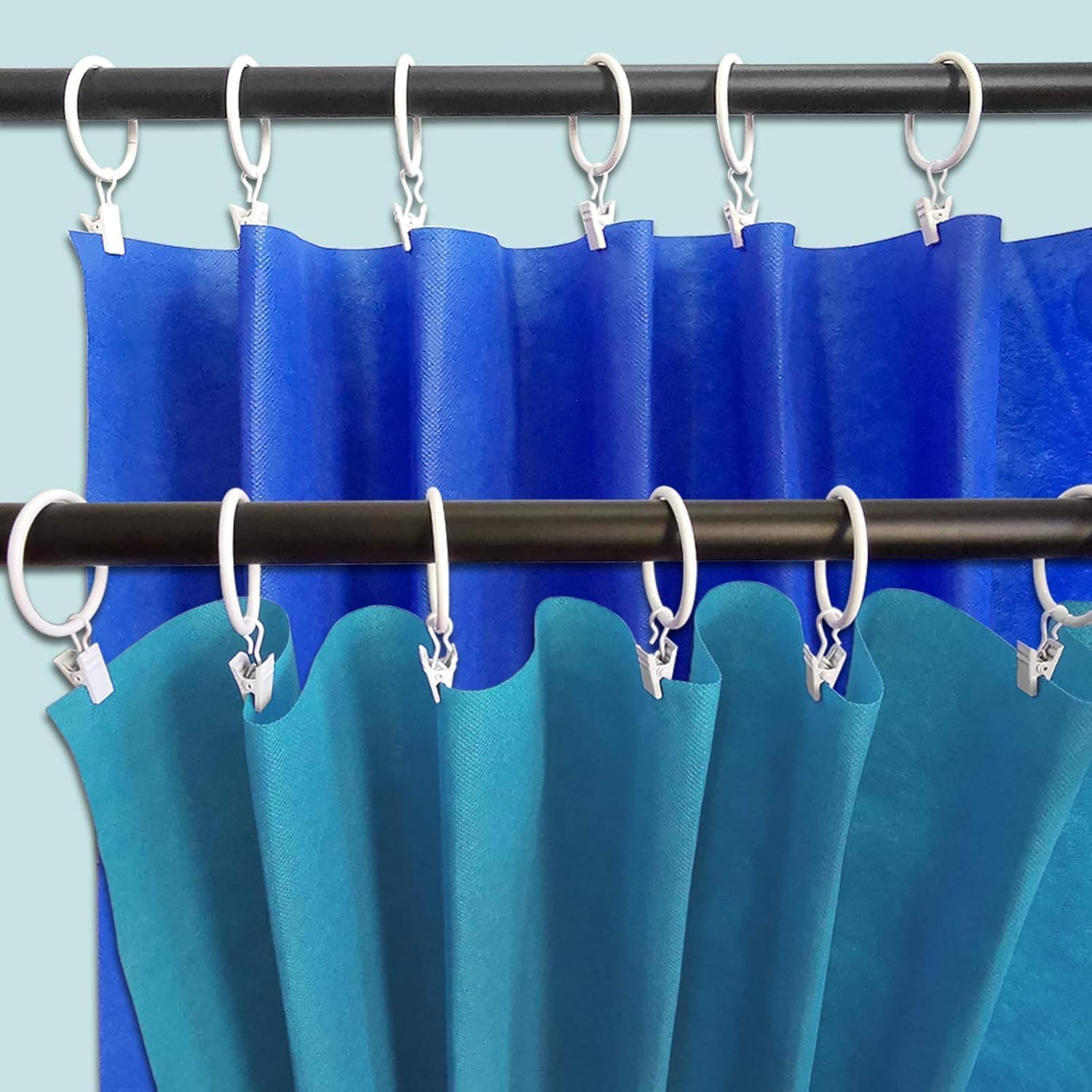Curtain Rings with Clips, Includes Curtain Rings, Curtain Clips Fits Up to 1 in Curtain Rod (100, White, 1 inch)