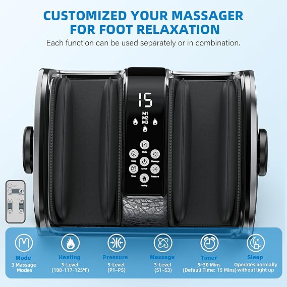 CARESKYpro HSA Eligible FSA Shiatsu Foot Massager with Heat for Neuropathy and Pain Relief, 3 Heat Therapy, 5 Intensity Deep Kneading, Rolling for Calf-Feet-Arm Relaxation, Plantar Fasciitis