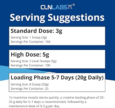 Creatine Monohydrate Powder - 300g (60 x 5g Servings) | 200 Mesh Fine Grade Powder, Pure & Mixes Easily | Includes Scoop | Unflavoured | Made in The UK By CLN Labs