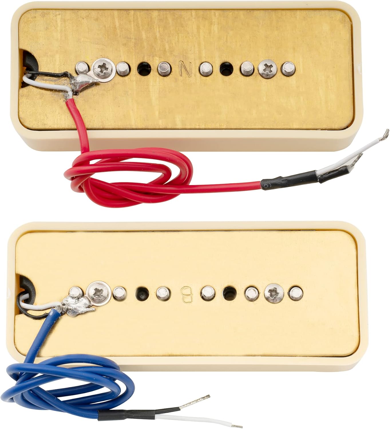 Wilkinson WO90 Ceramic P90 Soapbar Pickup Neck Bridge Single Coil Pickups Set for Les Paul LP SG Electric Guitar Parts Replacement, Cream