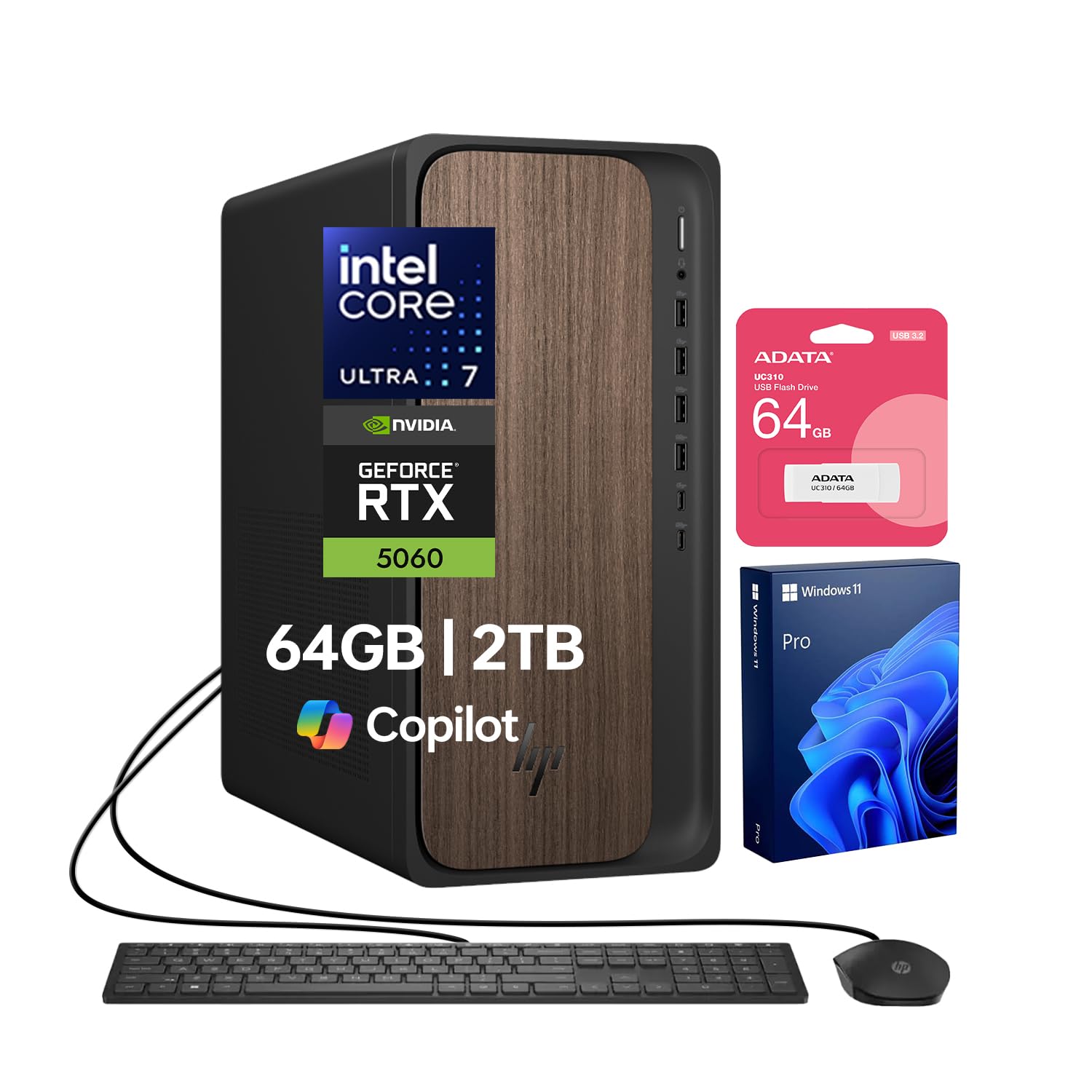 HP OmniDesk(Envy Next Brand) M03 Tower Desktop for Professionals, Ultra 7 265 Performance for Multitasking, RTX 5060, 64GB DDR5, 2TB SSD, W11Pro,