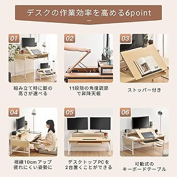 Amazon | パソコンデスク PCデスクdesk 幅101cm ハイタイプと