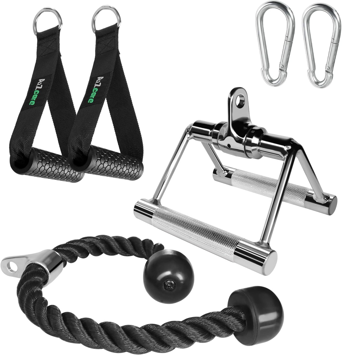 A2ZCARE LAT Pull Down Cable Machine Attachment - Cable Machine Accessories for Home Gym with Multi Option: V-Handle, D-Handle, V-Shaped Bar, Snap Hook, and Rotating Bar