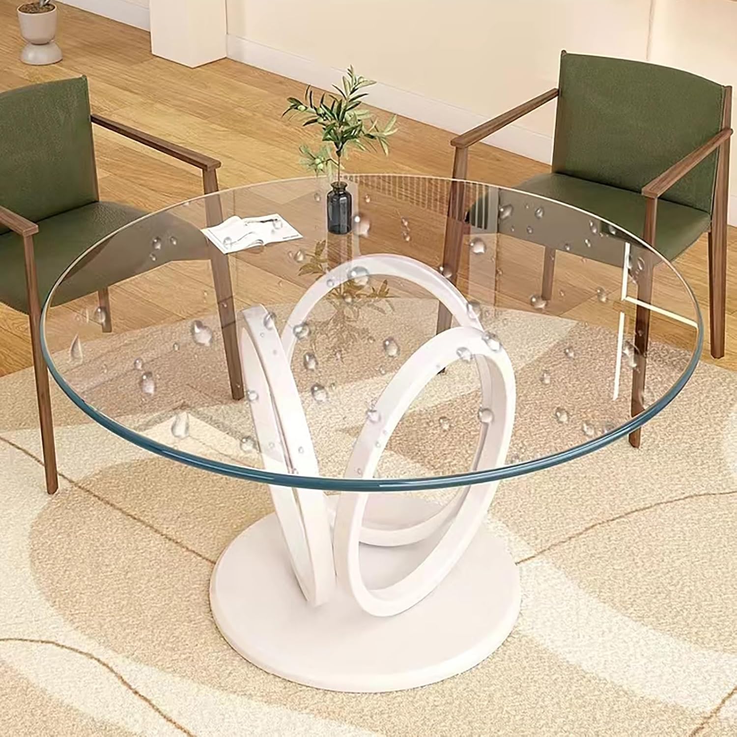 38-44-45-50-60-80cm Beveled Glass Table Top,Tempered Glass Table Top,Bevel Premium Round Circular Plate Glass,Tempered Flat Edge Polish(45CM(17.7IN))