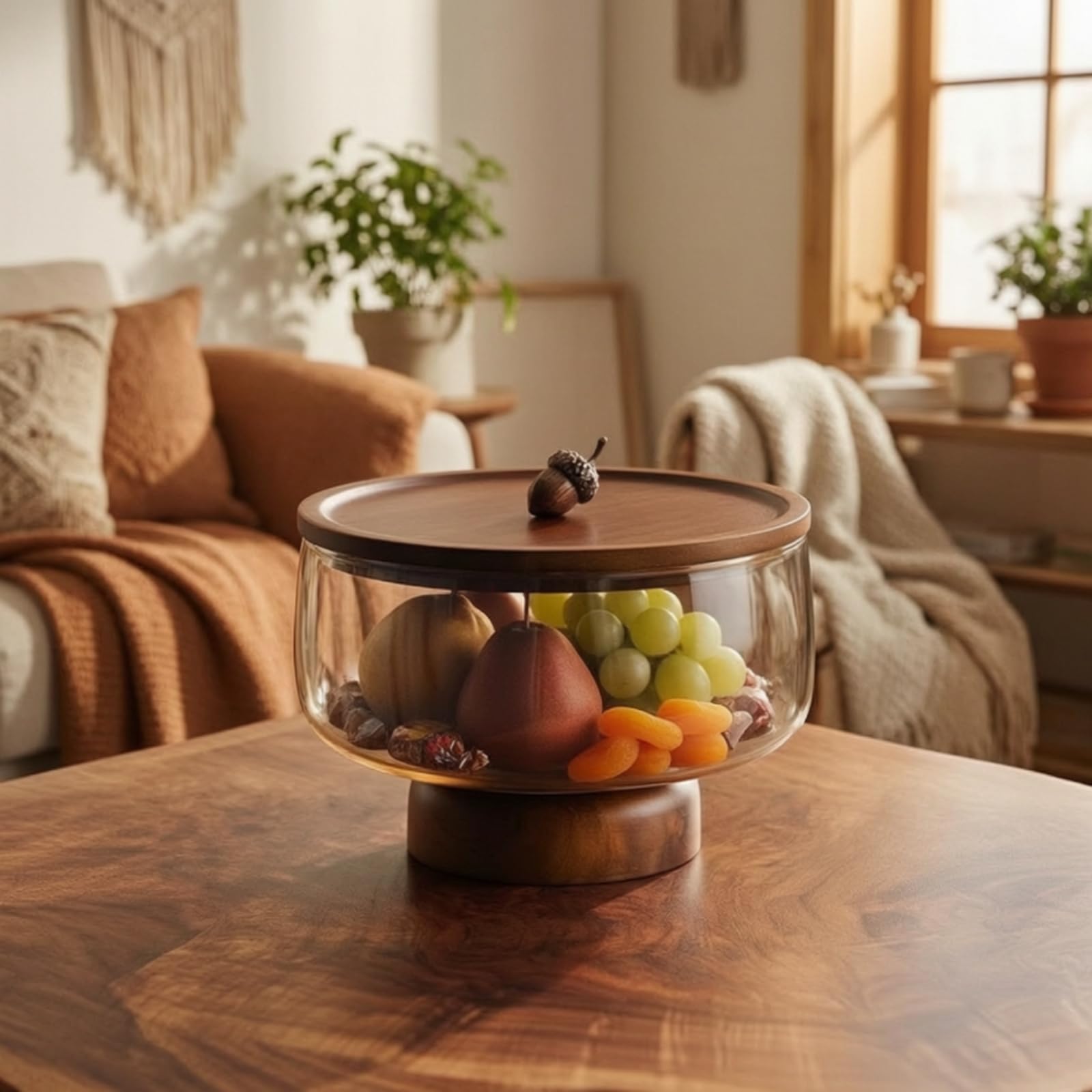 Obstschale mit deckel bernsteinfarben schale mit deckel modern Schüssel für Couchtisch