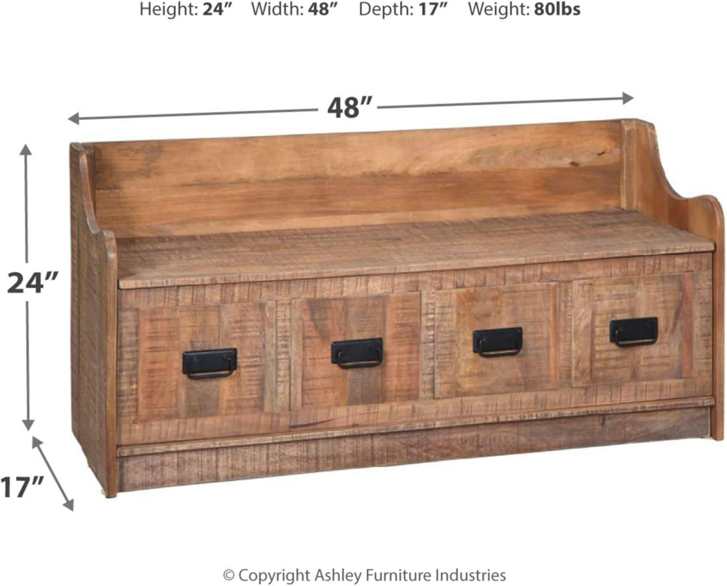 Signature Design by Ashley Garrettville Vintage Distressed Storage Bench, Brrown : Home & Kitchen