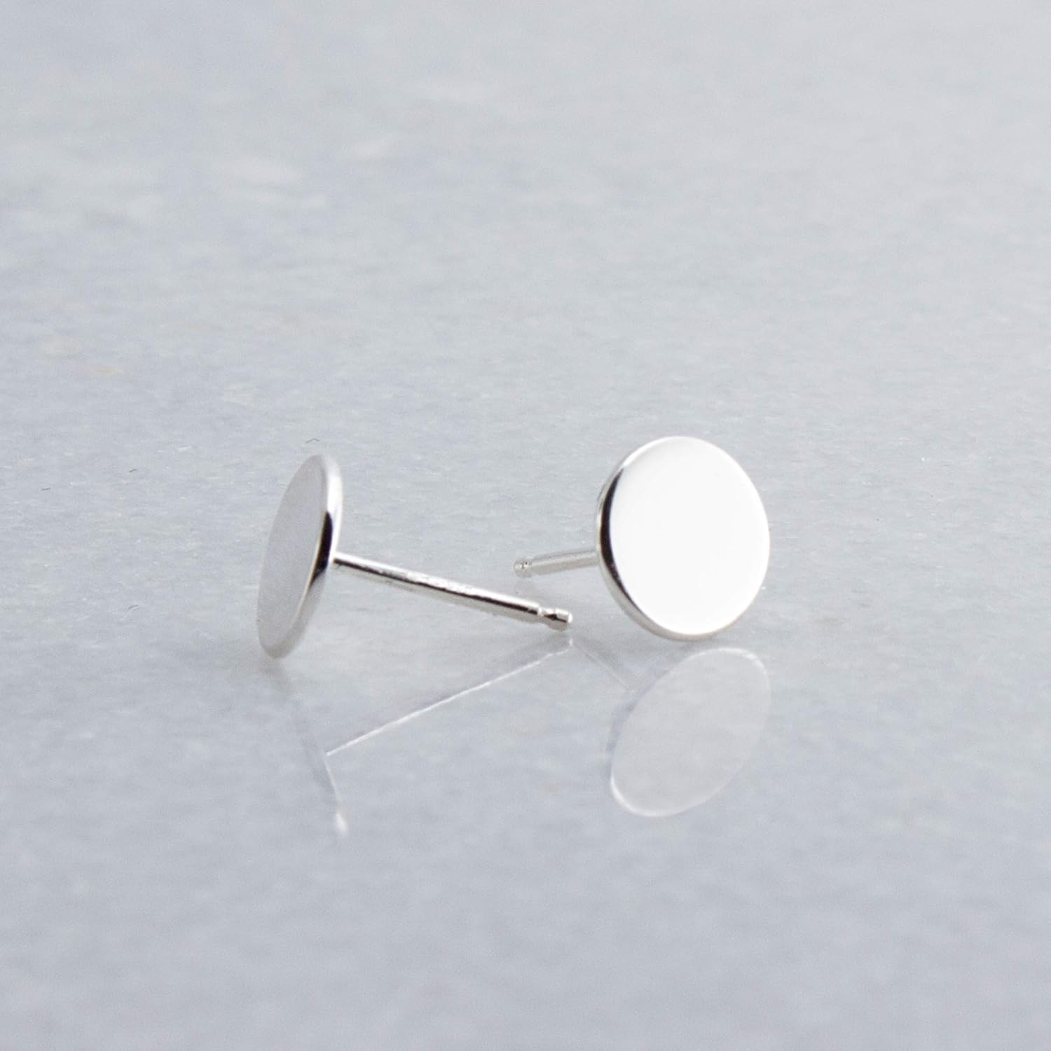 7mm Round Disc Shiny Finish Sterling Silver Post Stud Piercing Earrings Jewelry for Women Men