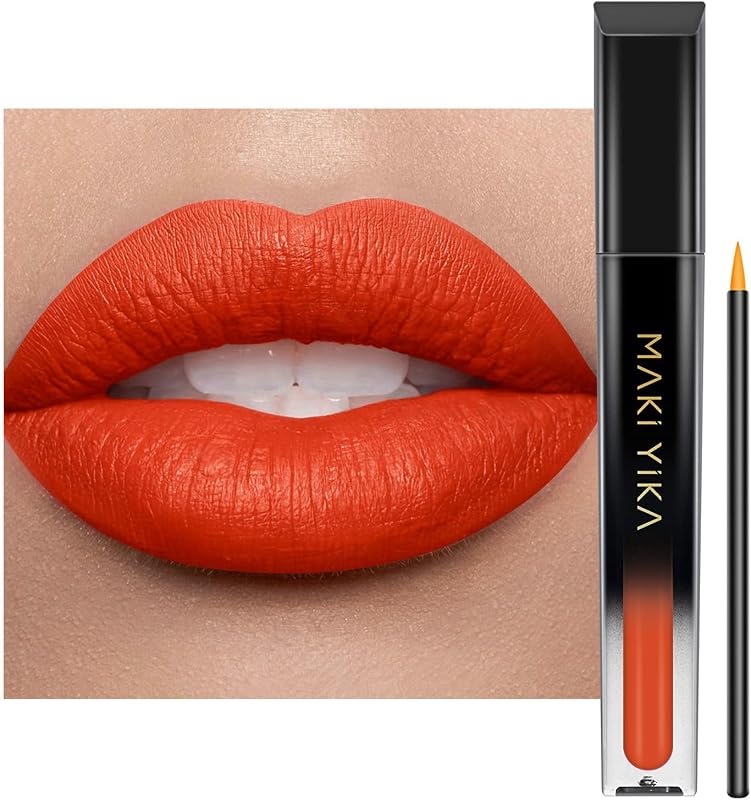MAKI YIKA Orange Lipstick Liquid for Women ColorStay Long Lasting Lipsticks | No Smudge Coral Matte Liquid Lipstick Transferproof Cruelty-Free Lip Color, Orange