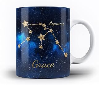 iCaseDesigner Personalised Zodiac Astrology Star Sign 11oz Ceramic Mug - 11. Aquarius