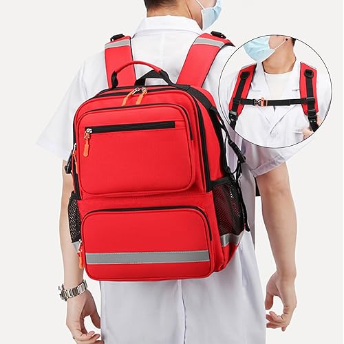 Miniatura 5 de Be-Better Bolsa de primeros auxilios Mochila de trauma vacía, kit de emergencia médica bolsa para EMT, EMS, policía, bomberos, Rojo -, Mochila