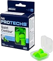 Flents Protechs Foam Ear Plugs NRR 33, 10 Pair with Case - Noise Cancelling for Sleeping, Snoring, Concerts, Studying, Made in USA