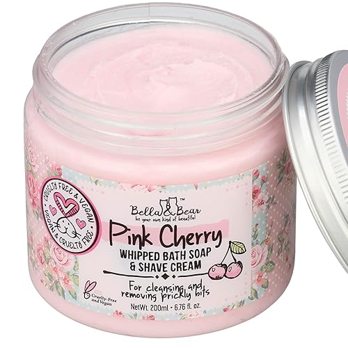 Miniatura 3 de Bella & Bear - Jabón de baño y crema de afeitado de cereza rosa, sin parabenos, sin productos químicos nocivos, libre de crueldad, vegano, 6.7 onzas