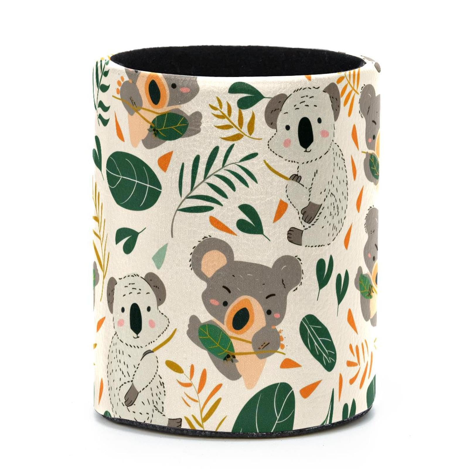 VAPOKF Round Pencil Holders for Desk, Koalas and Leaves Pen Holders Pen Pot Makeup Brushes Storage Desktop Stationery Supplies Organiser for Home Office
