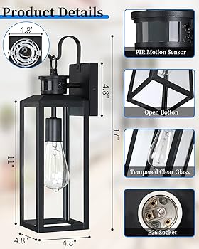 17'' Motion Sensor Outdoor Lights Wall Mount, Dusk to Dawn