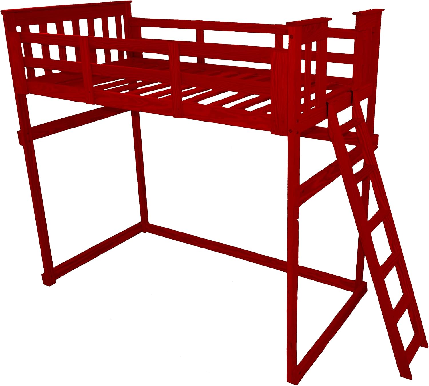 Furniture Barn USA -Twin Size Loft Bed with End Ladder, Pine-Painted Black