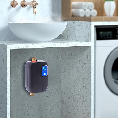 Miniatura 3 de Calentador eléctrico de agua caliente de 3000 W, mini calentador de agua eléctrico instantáneo sin tanque de 110 V, almacenamiento de tanque