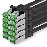 1aTTack.de Cat.7 Cavo di Rete 1,5m - Nero - 10 Pezzi - Ethernet LAN Cat.7 SFTP Spina