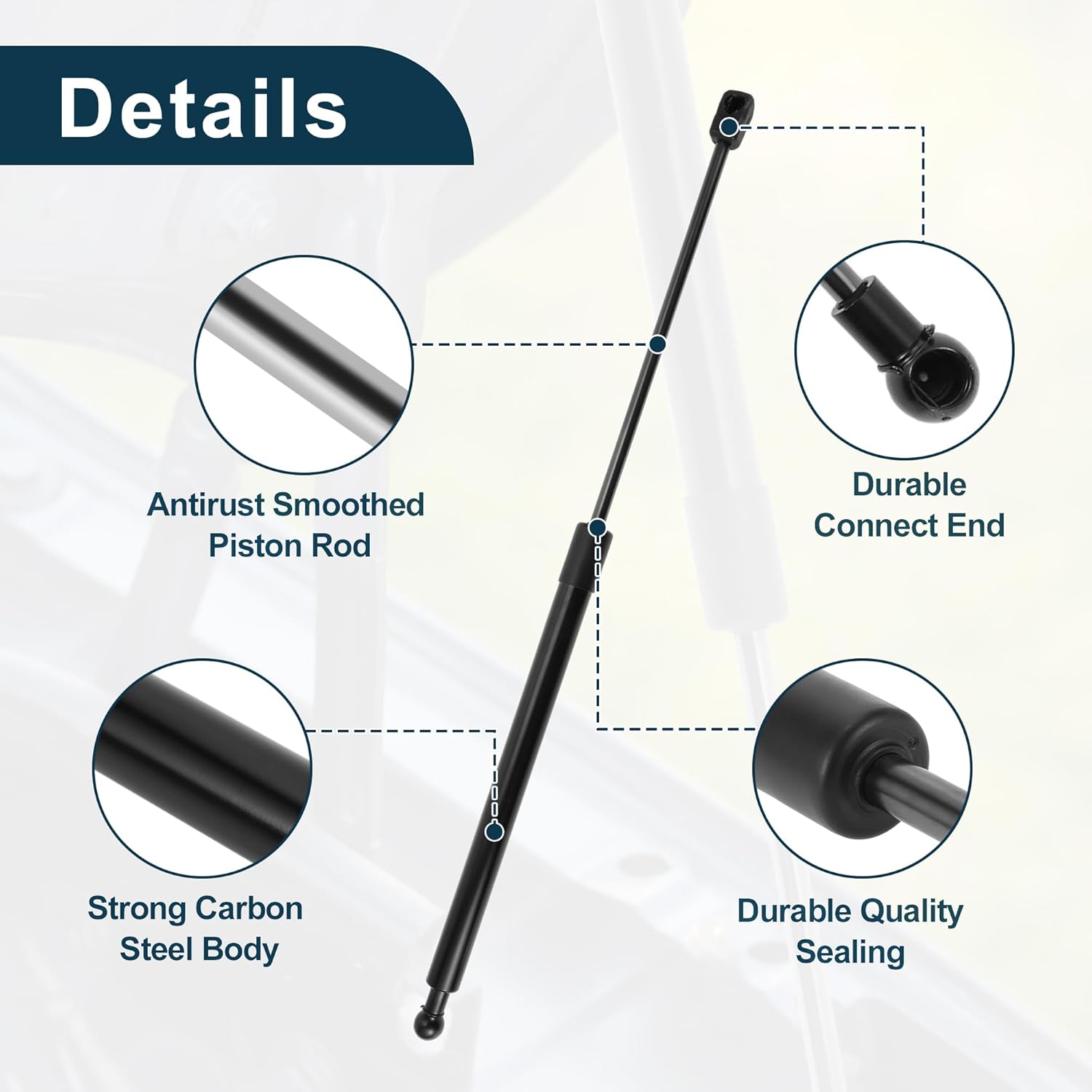 Front Hood Lift Supports Struts for Nissan Rogue Sport J11 2nd Generation 2014-2017 Gas Spring Black with Mounting Bracket 2 Pcs