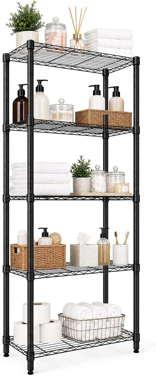 Storage Shelves 4 Tier Wire Metal Stable Shelving Unit for Home