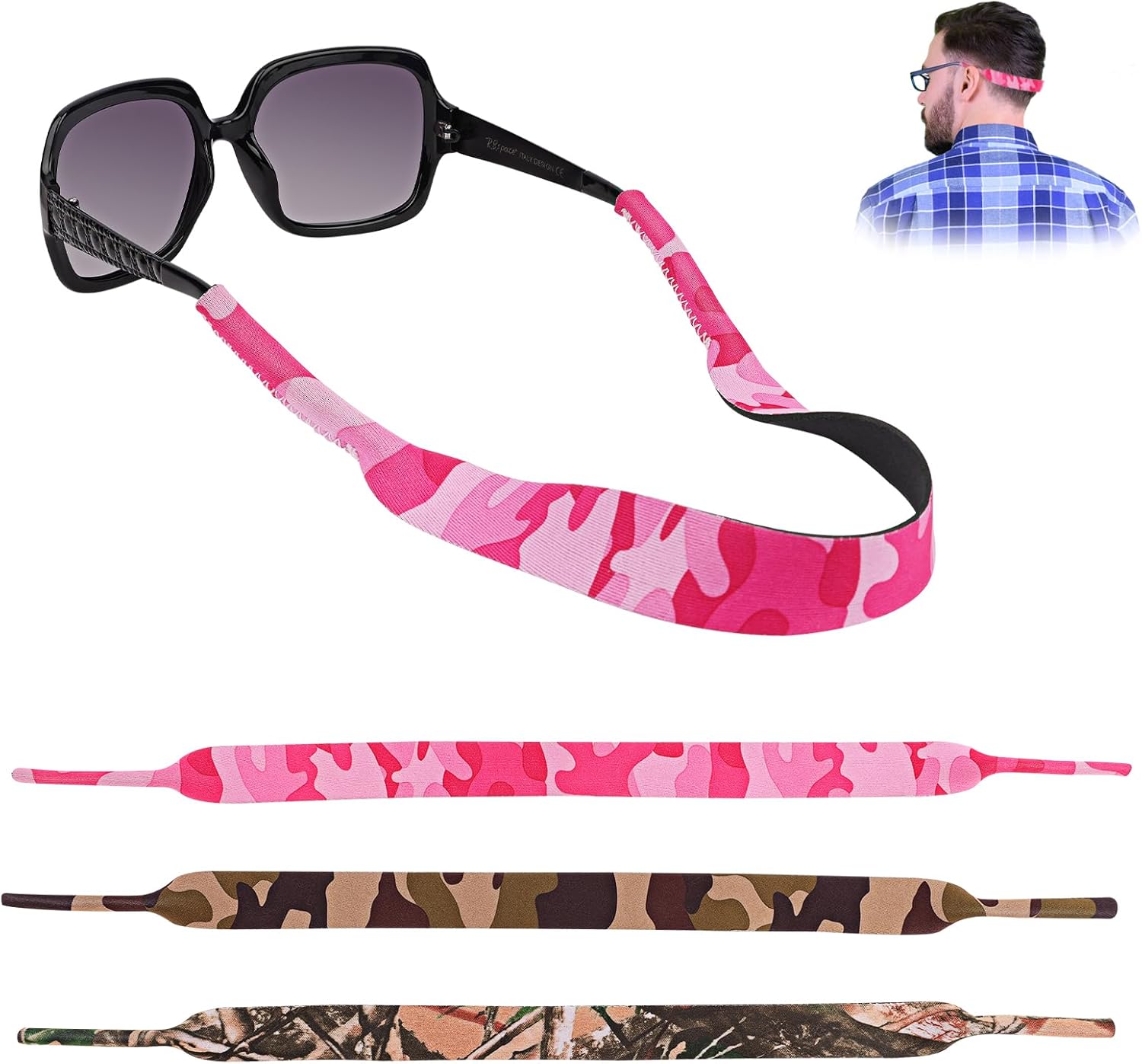 Playexen 3 Pieces Floating Sunglasses Strap, Floating Sport Glasses