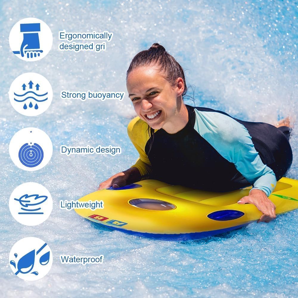 Whixant Inflatable Boogie Board for Kids, Portable Inflatable Surf Body Board with Handles, Lightweight Soft Body Board for Slip and Slide, Pools, Beaches, Swimming - Image 5 thumbnail