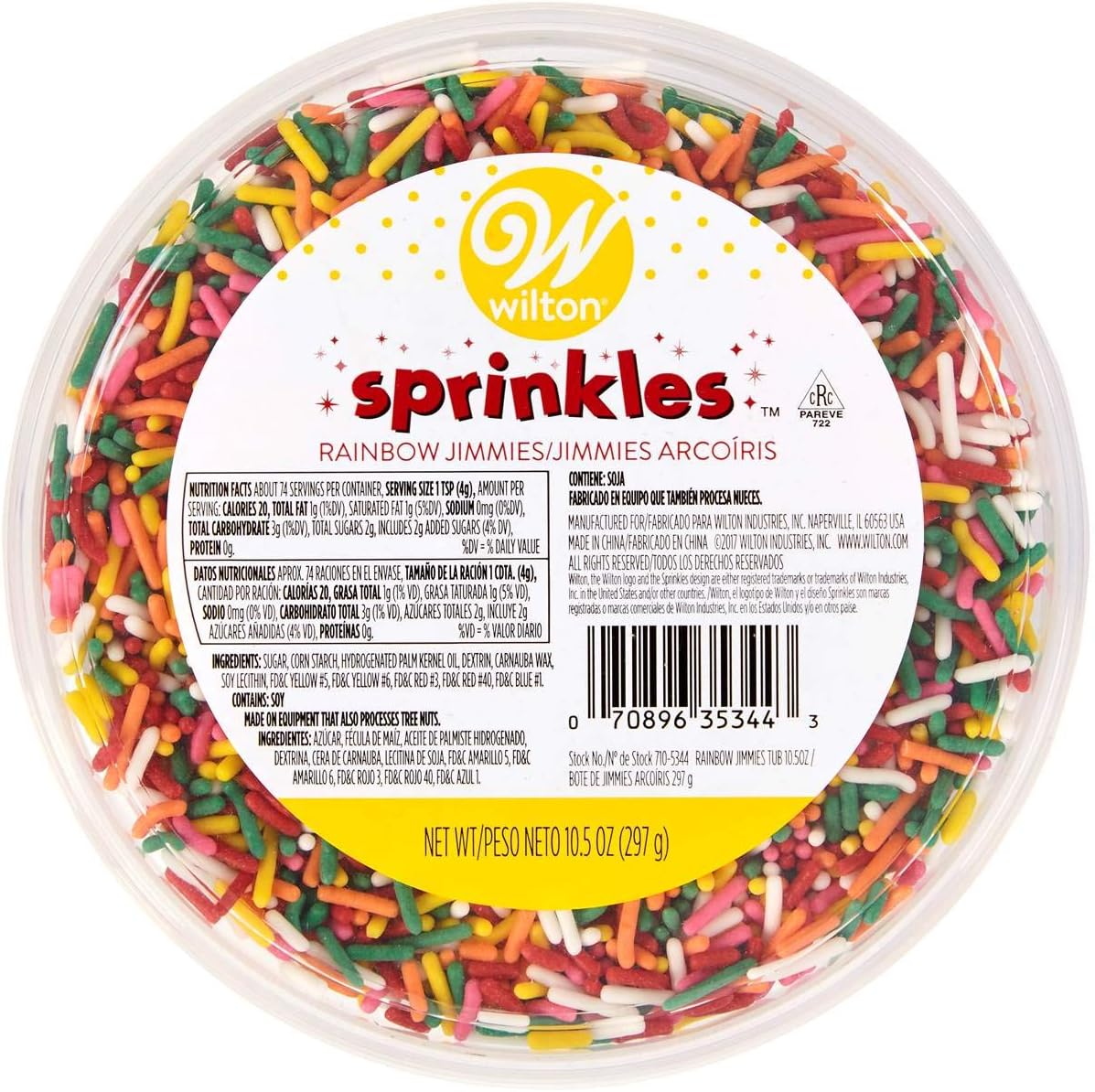 Jimmies Sprinkles 10.5oz Tub-Rainbow