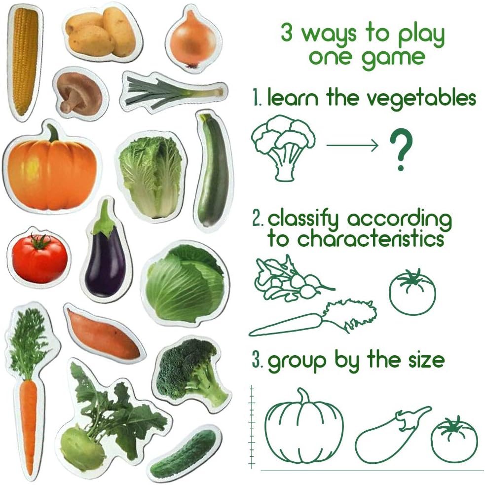 25 Fridge Magnets for Toddlers - Vegetable Kids Magnets for Fridge - Toddler Magnets for Refrigerator - Magnetic Animals - Fridge Magnets for Kids - Animal Magnets - Toddler Fridge Magnets