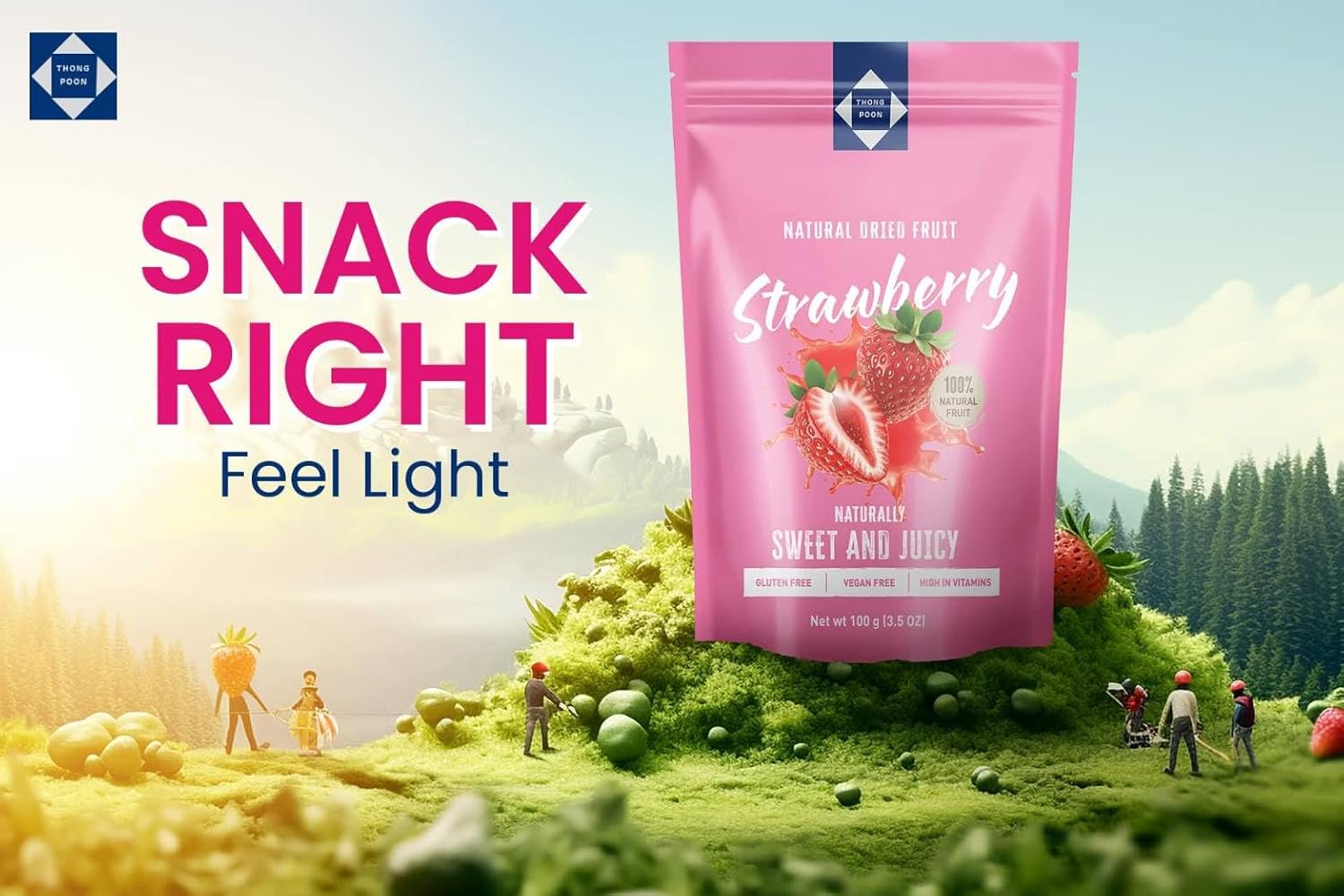 Natural Dried Strawberry – Premium Quality, Soft & Chewy, Naturally Sweet & Sour, Gluten-Free, Vegan, Healthy Snack Option, High in Vitamins, 21OZ (600gram) – Authentic Taste of Thailand (Pack of 6)