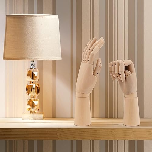 Miniatura 6 de JEUIHAU 2 piezas de modelo de mano de madera de 12 pulgadas, mano izquierda y derecha, mano de maniquí de madera flexible con dedos movibles, para