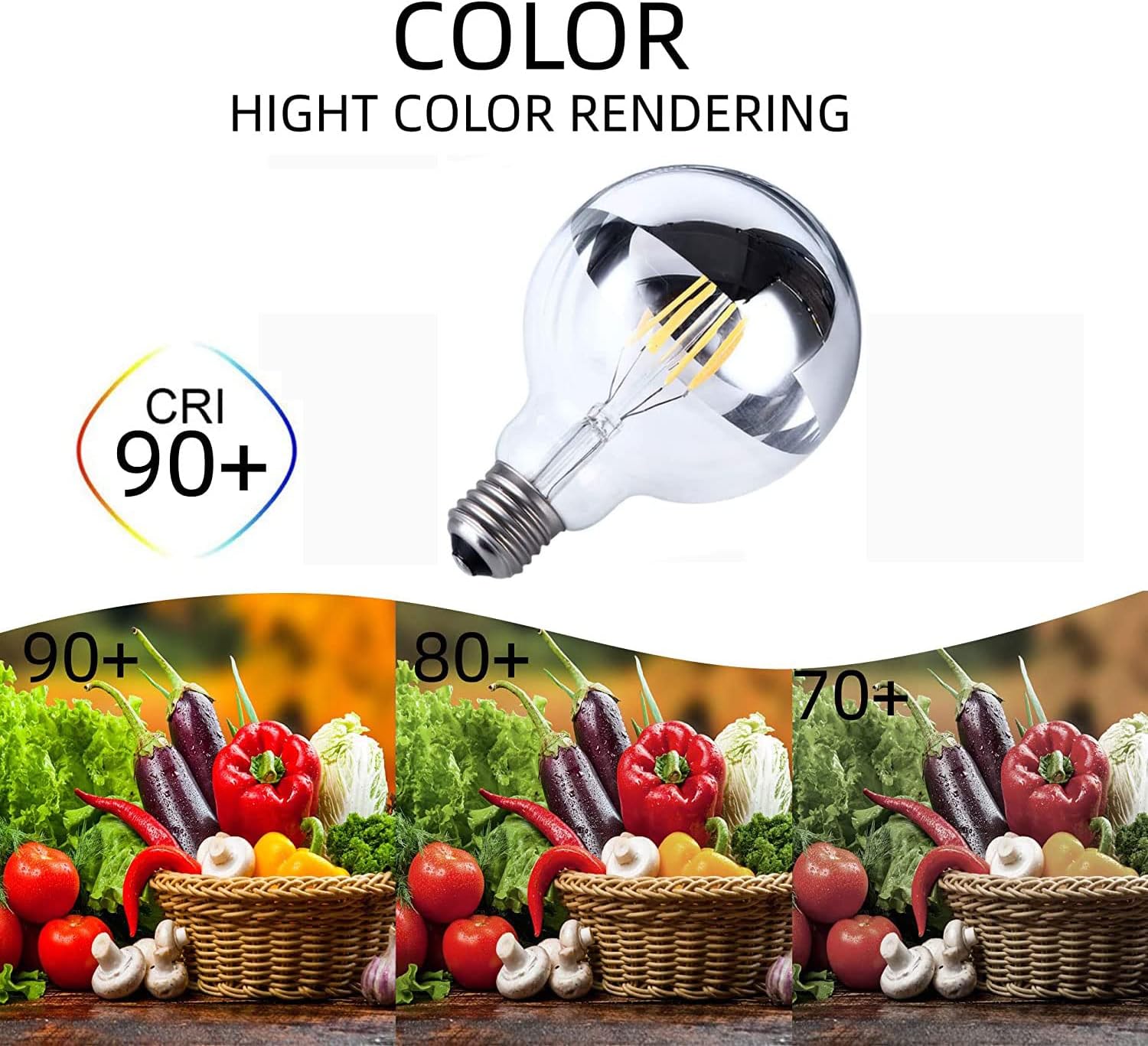 4-Pack 4 Watt Half Chrome Light Bulbs Dimmable G25(G80), E26 Natural White 4000K 40W Equivalent 360lm Edison LED and Christmas Decorative Bulbs with Silver Mirror for Indoor Living Room, AC 120V