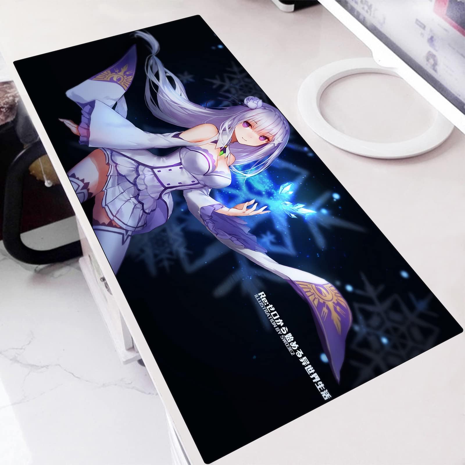 Mouse Pads Anime Re Zero Large Mouse Pad Gaming Mousepad Computer Accessories Keyboard Desk Mat for PC Gamer Laptop 31.4 X11.8 Inch
