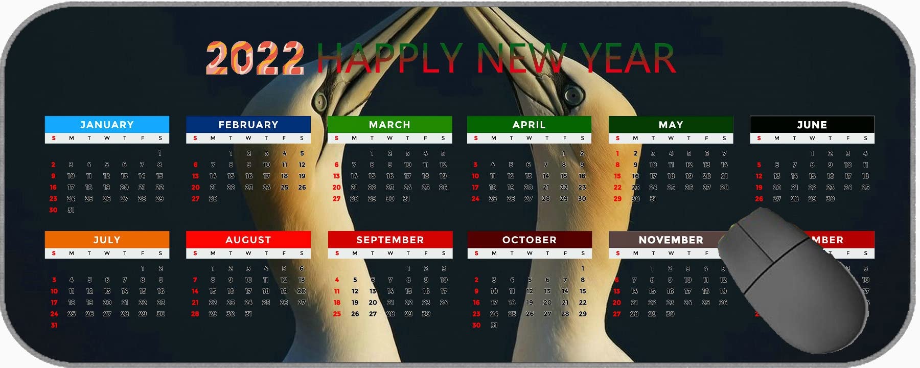 2022 Calendar Mouse Pad,Bird Love Couple MP433 Mouse Pad Mat