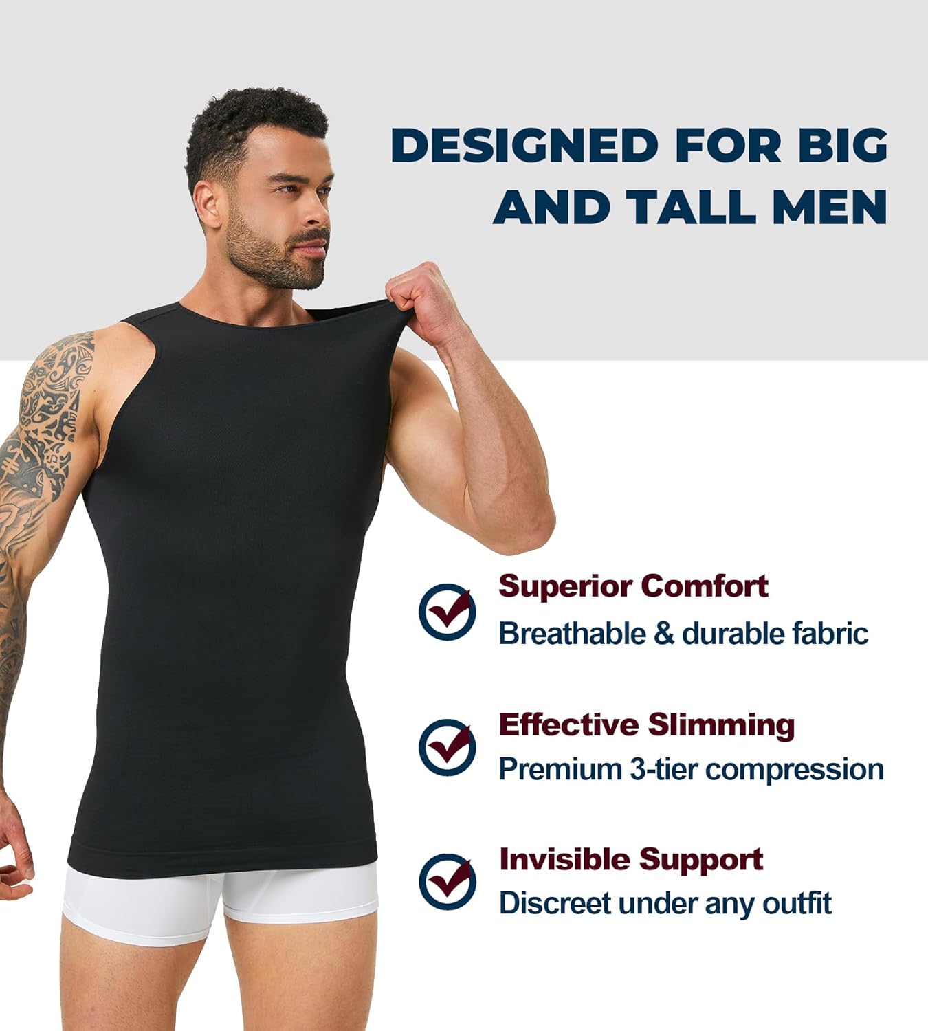 Compression Shirt Men Shapewear Slimming Tank Top Body Shaper Vest Undershirt for Gynecomastia, Tummy Control - Image 6