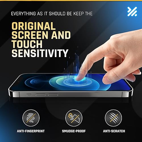Miniatura 5 de Paquete de 2 protectores de pantalla para iPhone 12 Pro Max 9H grado militar, resistencia a los arañazos y huellas dactilares, antirreflejos, vidrio