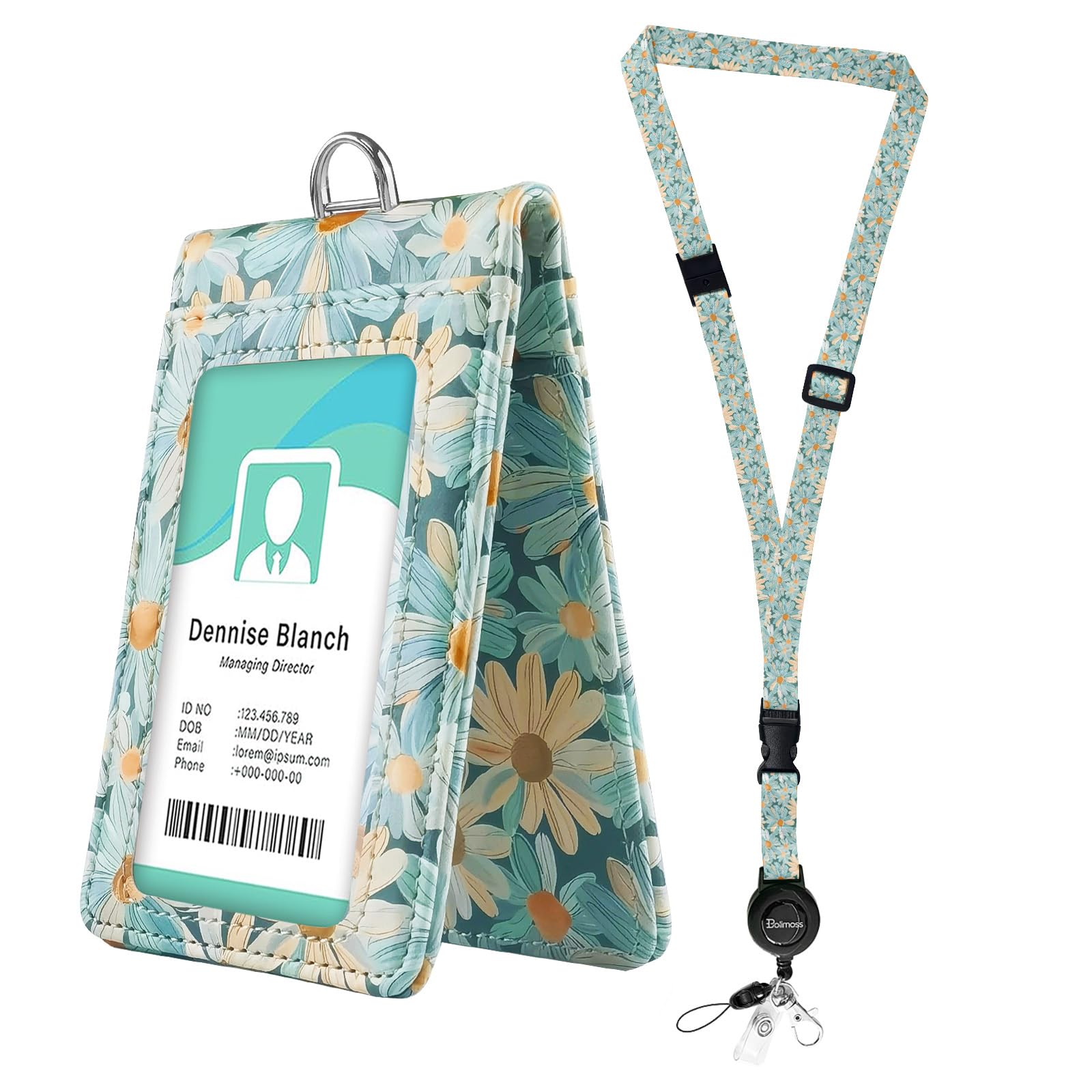 bolimoss Cute Leather Badges Holder with Double Sided Windows