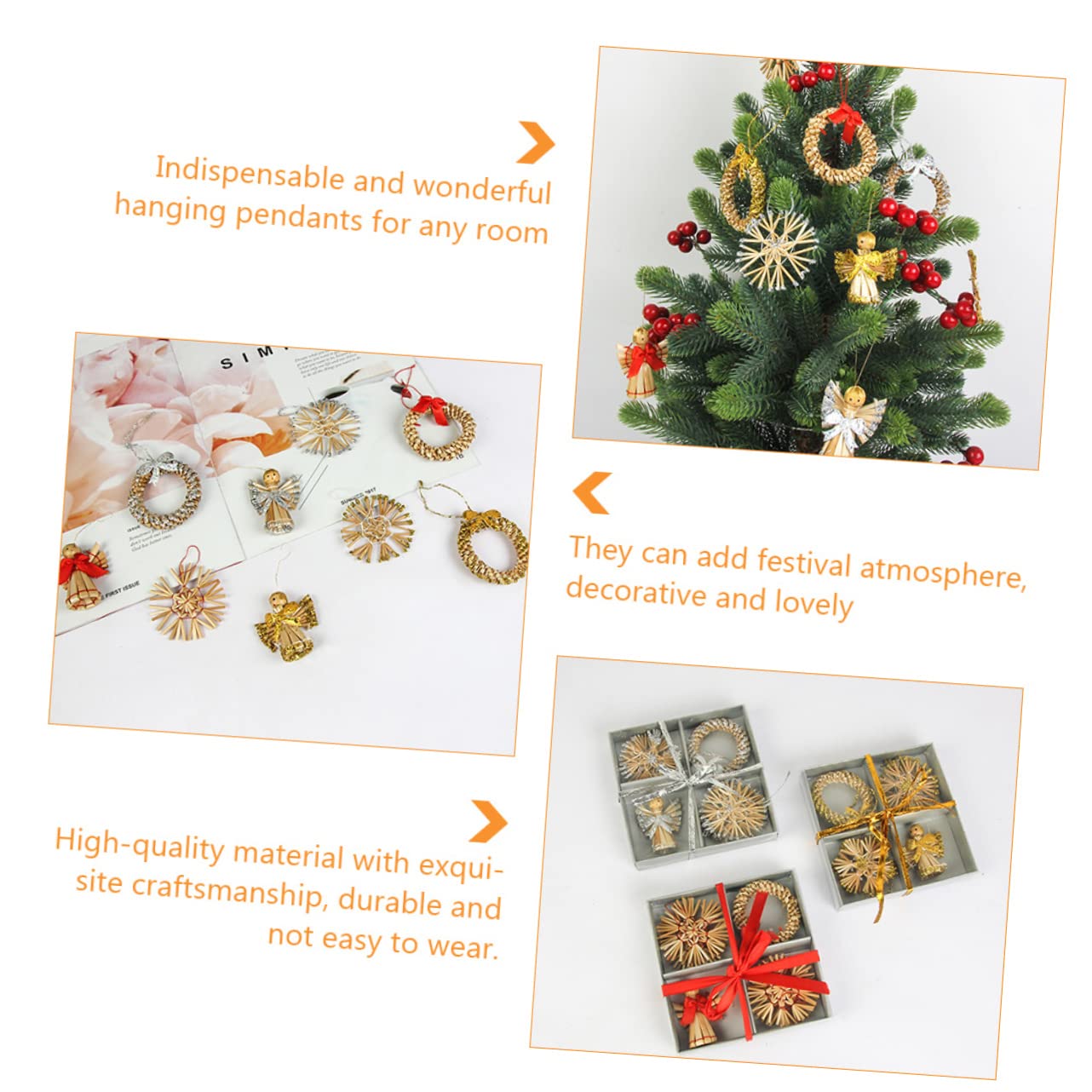 OUNONA 12sätze Teiliges Weihnachtsdeko Aus Festliche Für Weihnachtsbaum Edle Weihnachts-Pendants Für Stimmungsvolle Raumgestaltung
