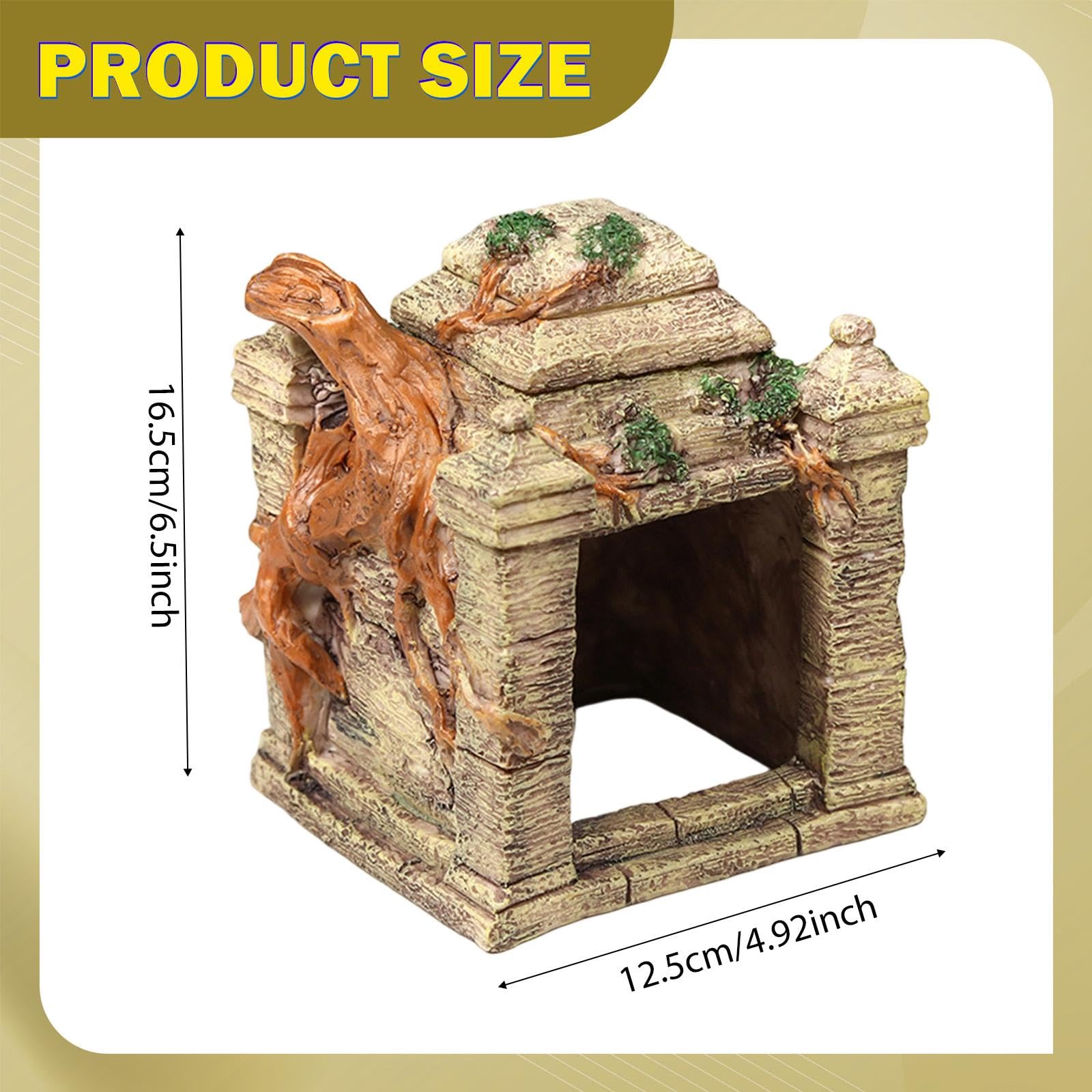 Nascondiglio In Resina Con Aspetto Roccia Per Terrario | design rupestre realistico, rifugio e zona prendisole, decorazione versatile per terrario, adatto a gechi e tartarughe