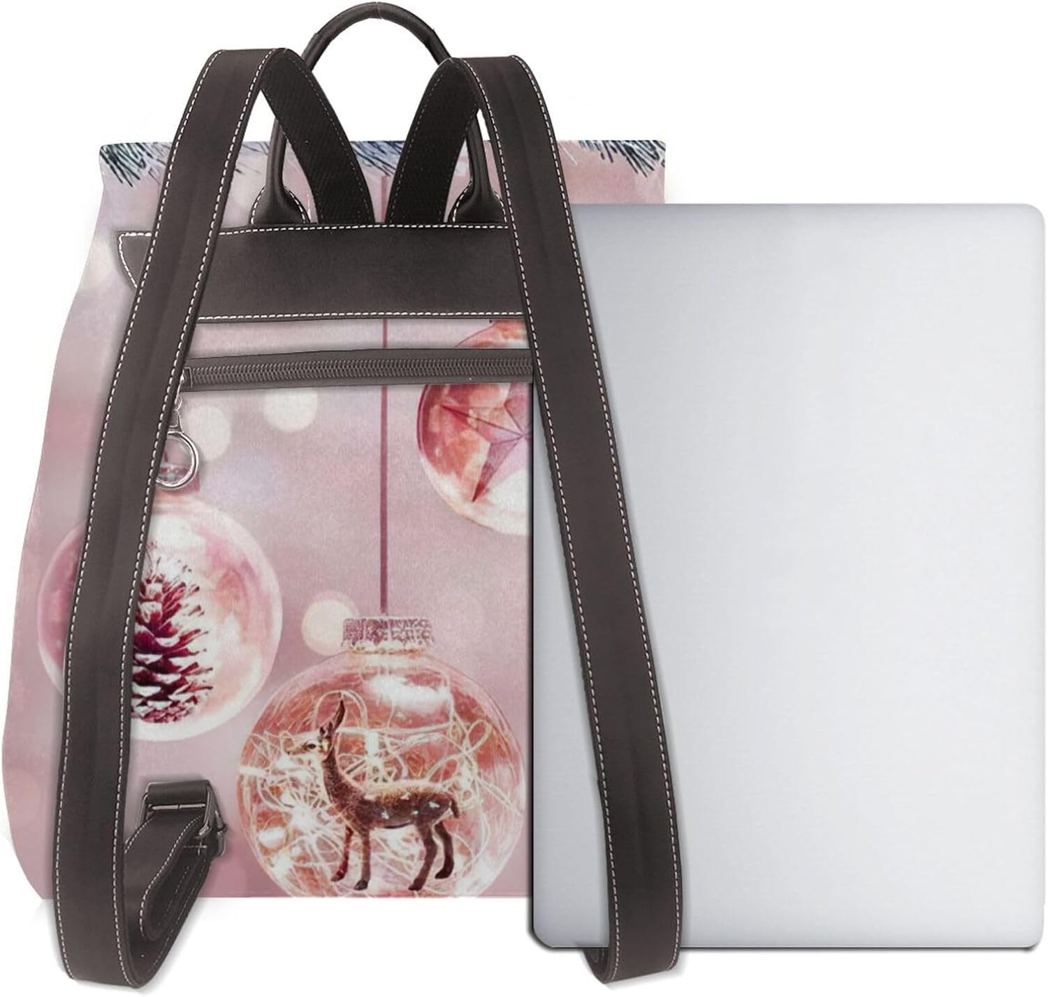 Pink Christmas Ball Print Women'S Backpack Stylish Lightweight Versatile Rucksack Ladies Casual Bag Travel