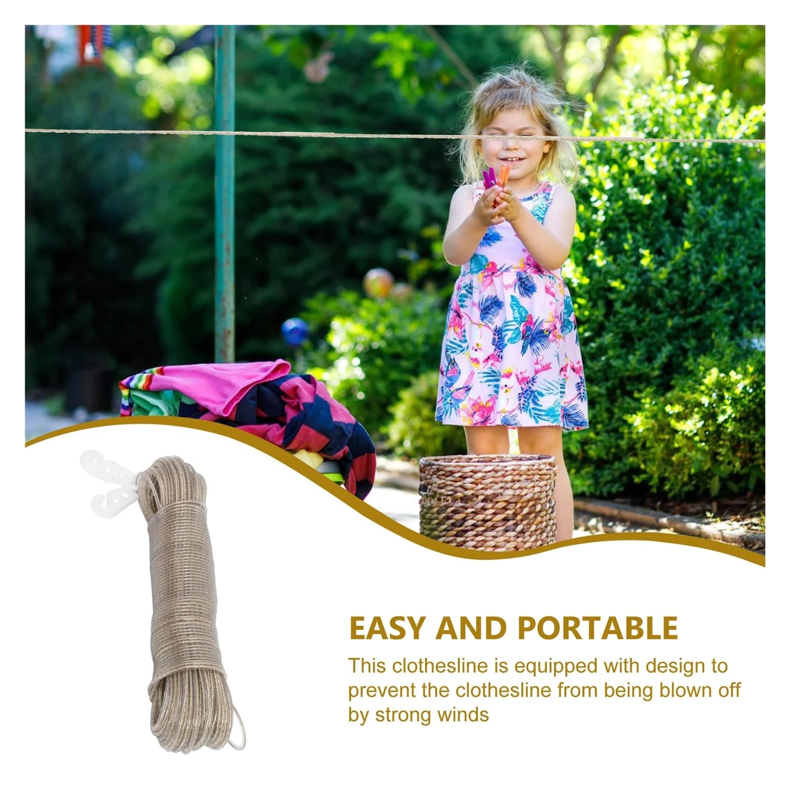 Wäscheleine Robuste Wäscheleine | Outdoor winddichtes, rutschfestes Trocknungsseil, Hausgarten-Wäscheleine