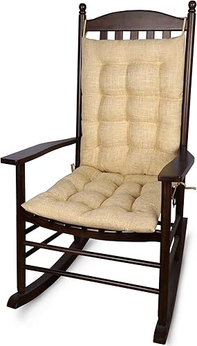 ELFJOY Cojines de mecedora para silla mecedora, cojines de madera para mecedora, cojín de respaldo alto y cojín de asiento, juego de 2 piezas