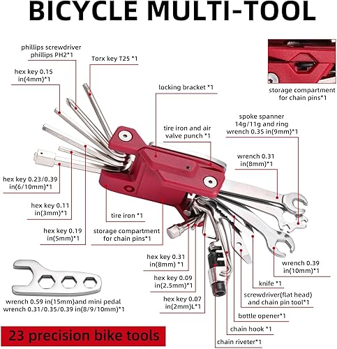Miniatura 4 de Kit de herramientas de reparación de bicicletas con estuche de transporte, kits de herramientas de ciclismo portátiles (21 en 1), juego de