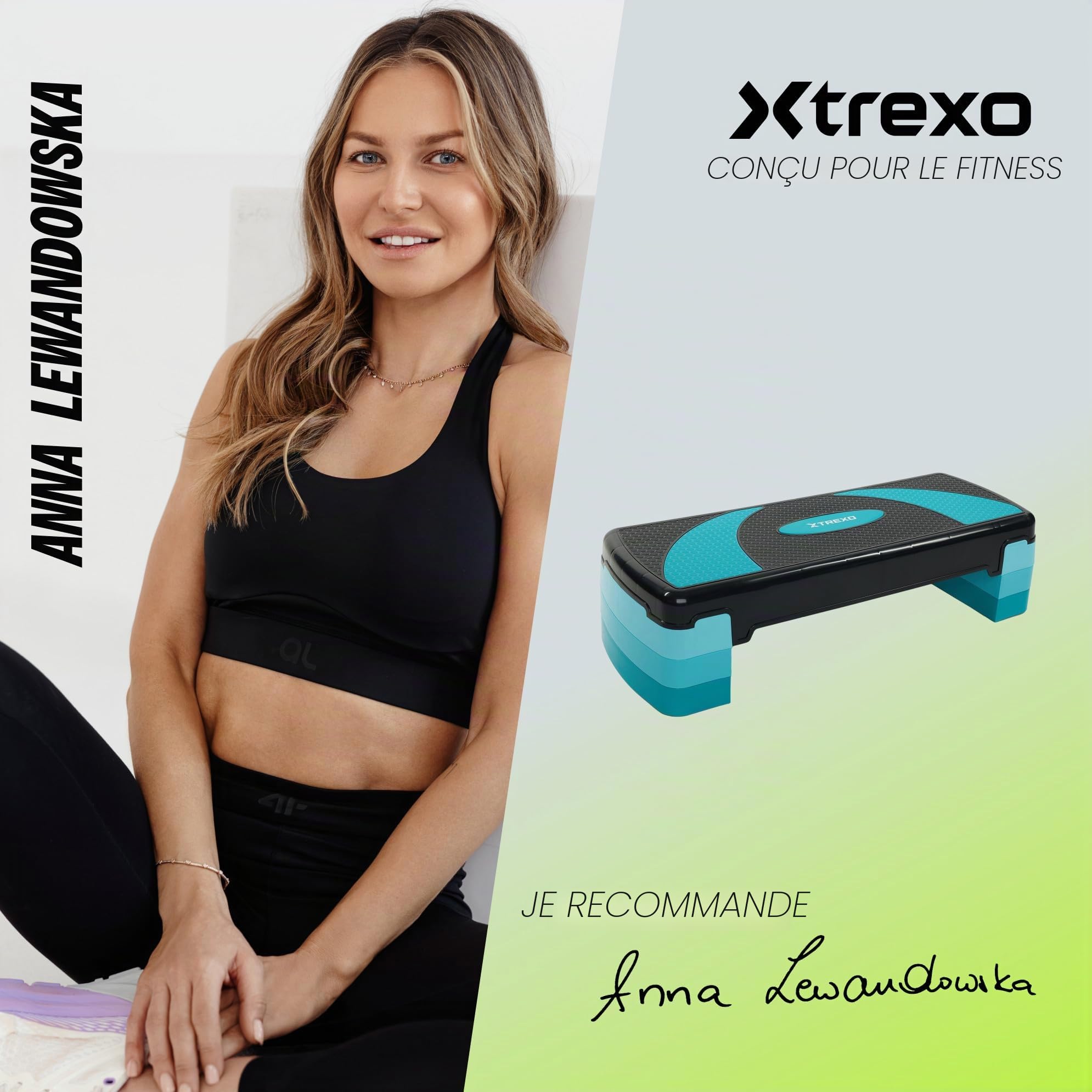 TREXO Marche aérobique 78 x 30 cm hauteur réglable 10-20 cm polypropylène TPR cardio fitness