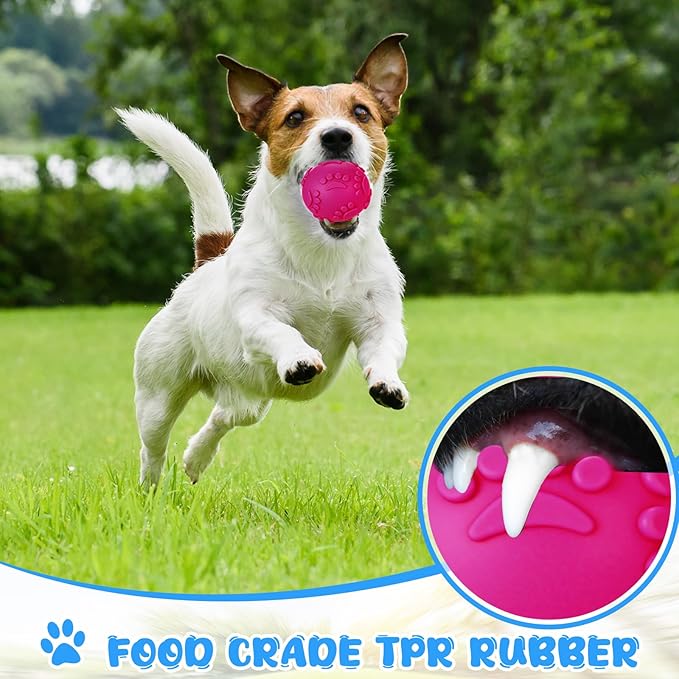 24 Pelotas Sonoras para Perro TPR Mordibles Huella 6cm miniatura 5