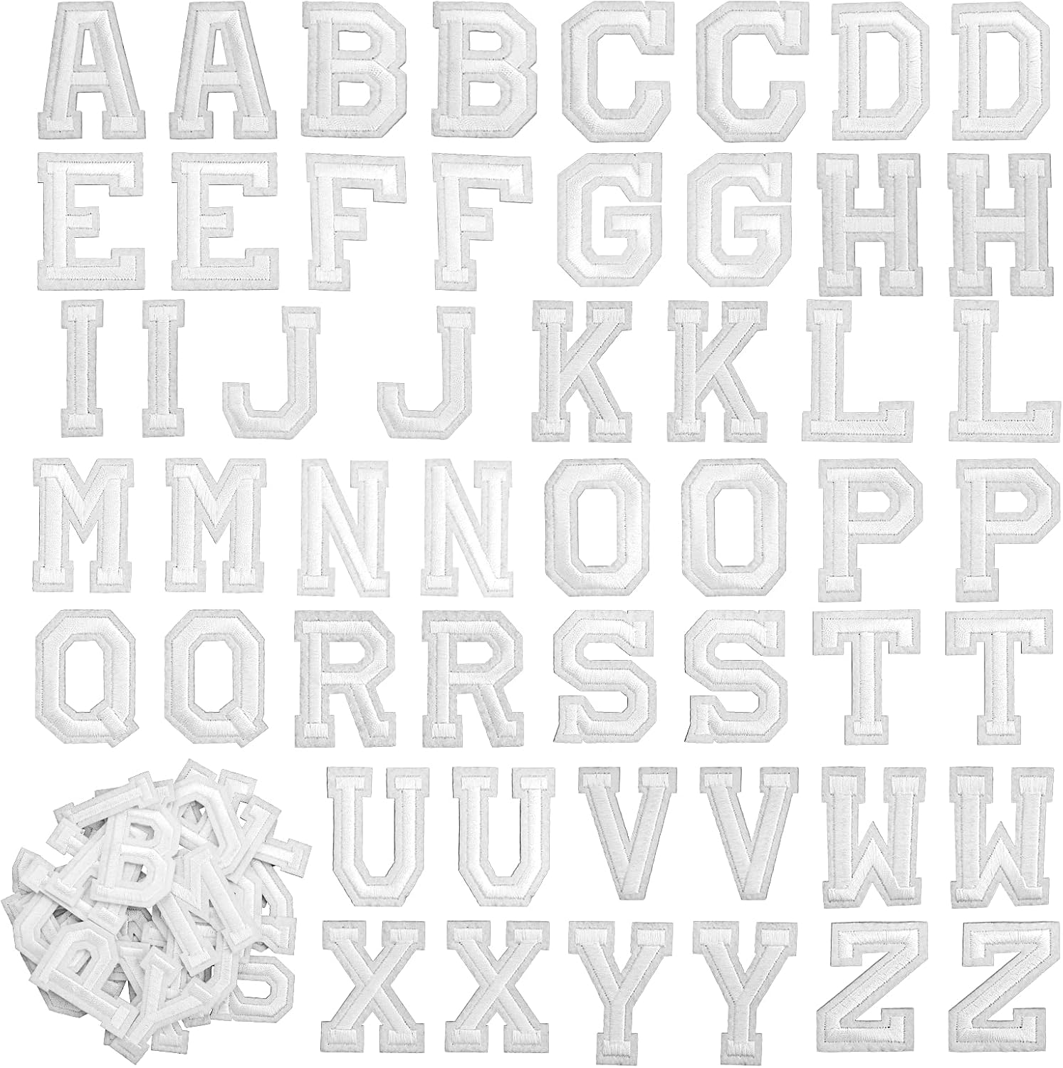 Yolev 52Pieces Ironon Letters Patches 2x1.5In Letter Ironon Patches A