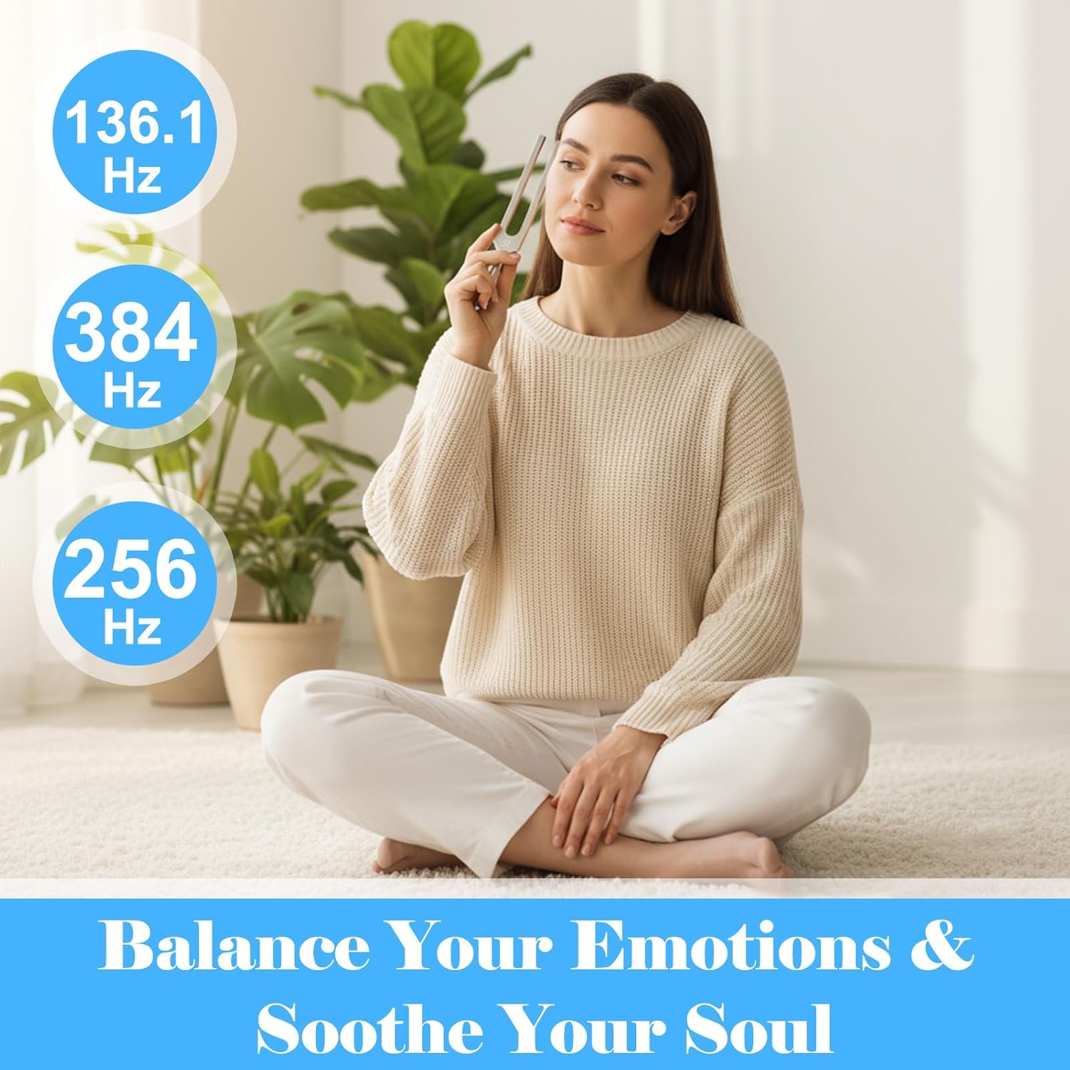 Tuning Forks for Healing Set - 128Hz, 136.1Hz, 256Hz, 384Hz, 528Hz Weighted & Unweighted Tuning Forks for Stress & Sleep, Mental Focus, Relaxation, Include Activator & Pouch, Rubber Mallet